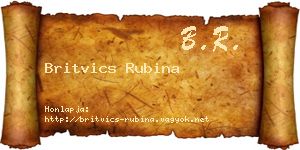 Britvics Rubina névjegykártya